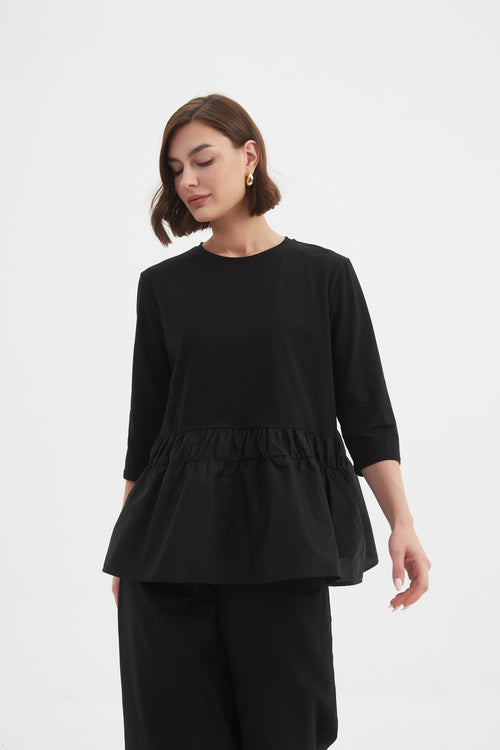 Tirelli Drop Waist Combo Top Black