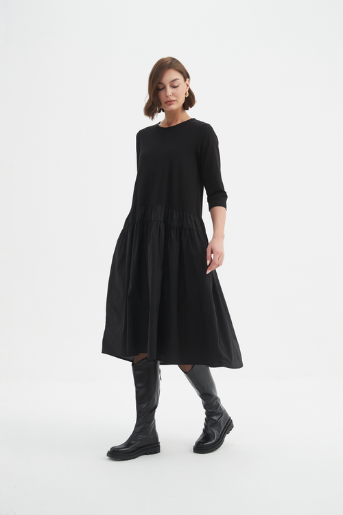Tirelli Drop Waist Combi Dress Black