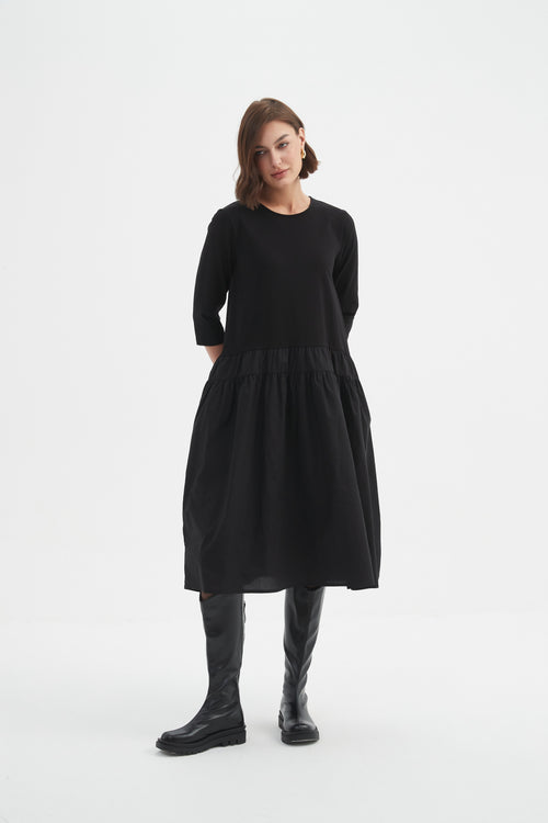 Tirelli Drop Waist Combi Dress Black