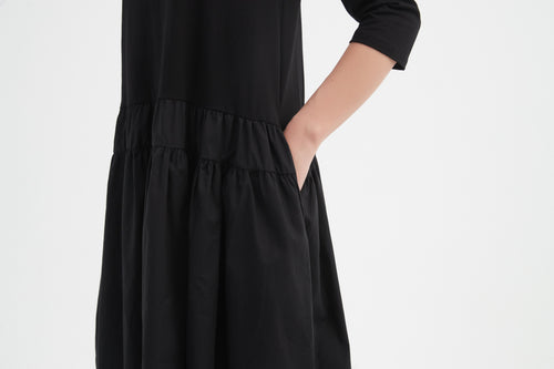 Tirelli Drop Waist Combi Dress Black