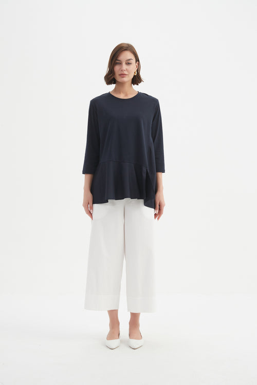 Tirelli Split Hem Combi Top Navy