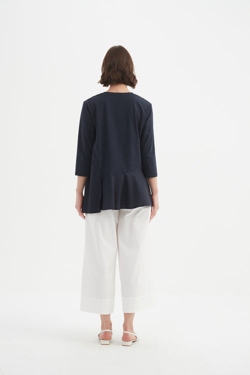 Tirelli Split Hem Combi Top Navy