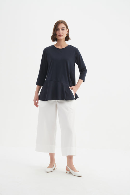 Tirelli Split Hem Combi Top Navy