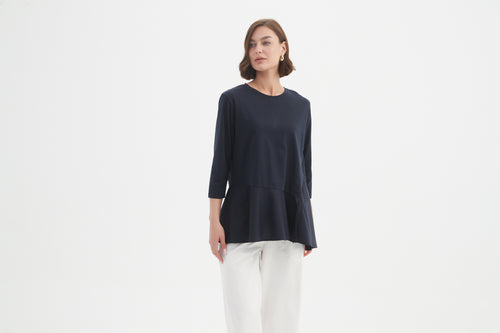Tirelli Split Hem Combi Top Navy