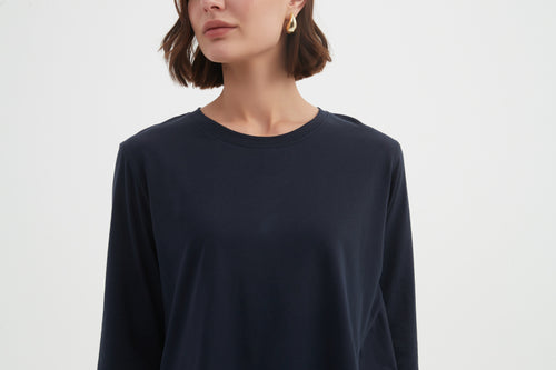 Tirelli Split Hem Combi Top Navy