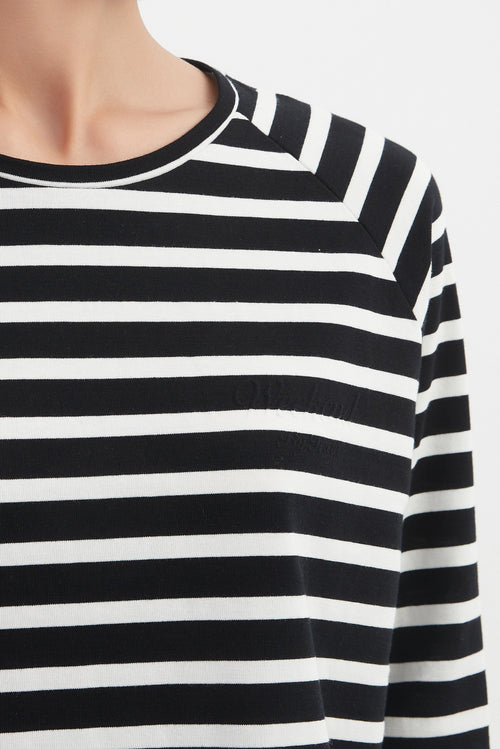 Tirelli Stripe Long Sleeve Weekend T Shirt Black/White