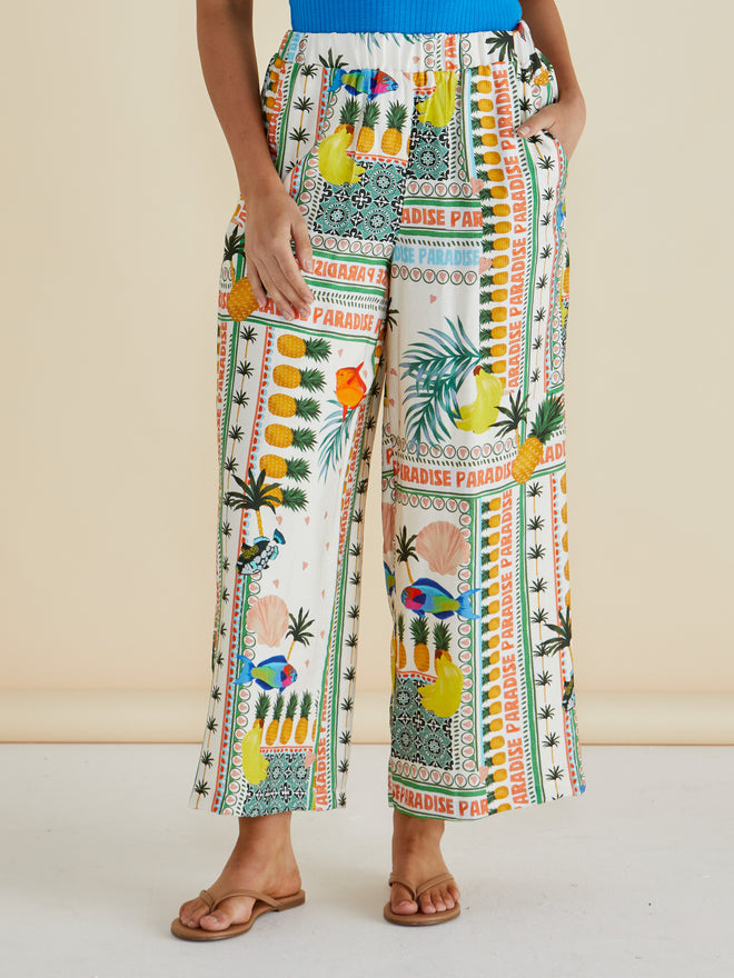 Betty Basic Sable Paradise Print Wide Leg Pants