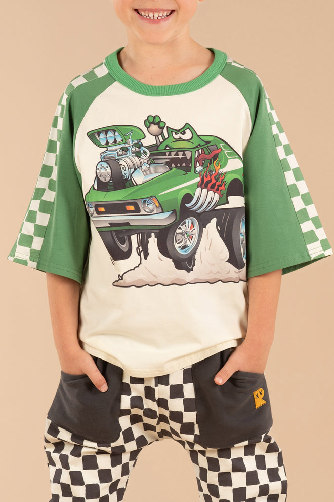 Rock Your Kid Green Machine 3/4 Sleeve T Shirt