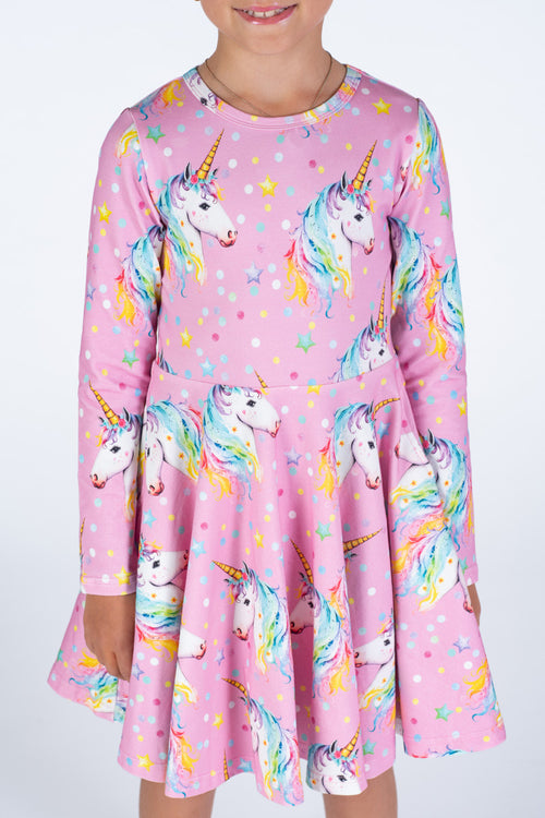 Rock Your Kid Dotty Unicorn Waisted Dress