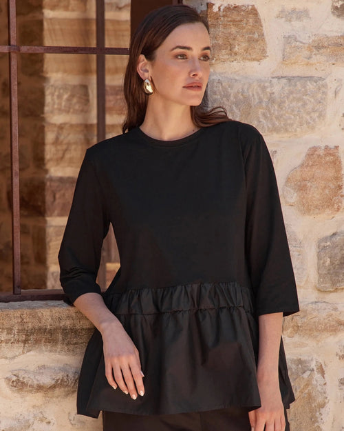 Tirelli Drop Waist Combo Top Black