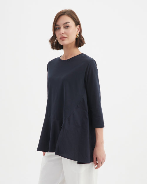 Tirelli Split Hem Combi Top Navy
