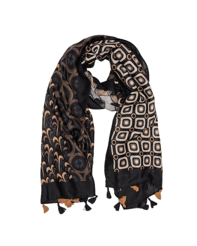 Antler Black Multi Abstract Scarf