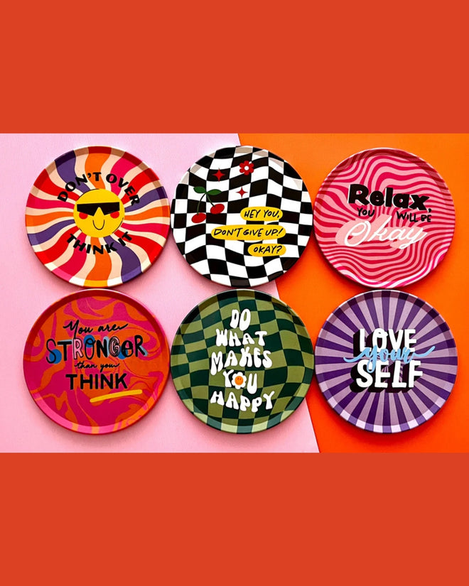 Celiya Home Colourful Design Coaster Set of 6 Drink Coasters