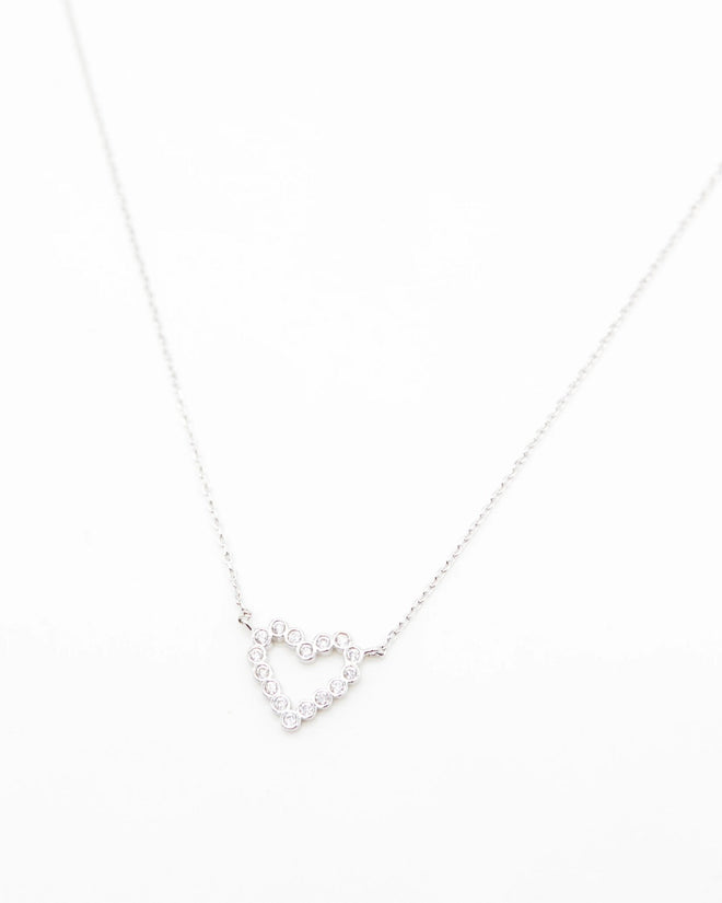 Stella and Gemma Necklace Silver Chain Crystal Heart