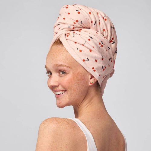 Kitsch XL Hair Towel Wrap - Cherry Print