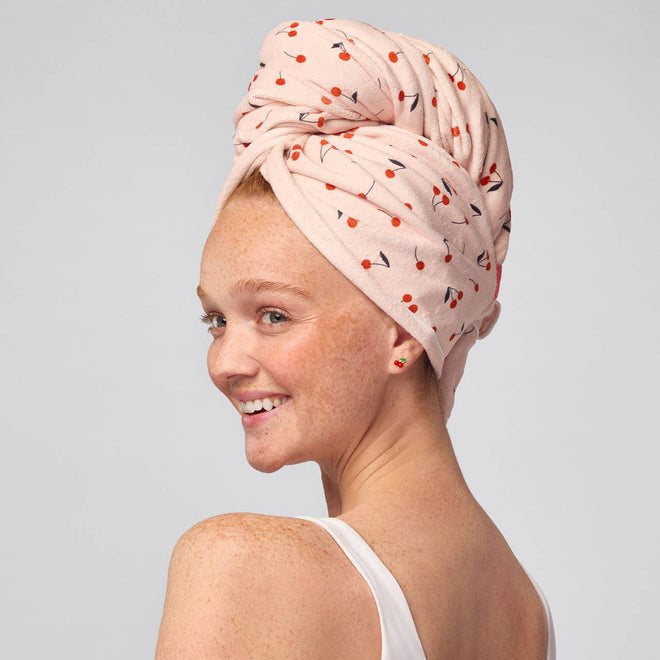 Kitsch XL Hair Towel Wrap - Cherry Print