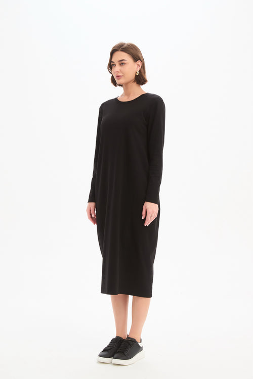 Tirelli Black Cream Stripe Back Ovoid Dress
