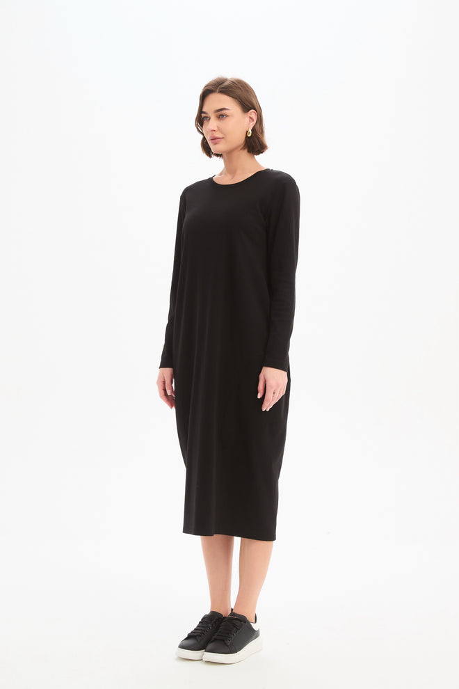 Tirelli Black Cream Stripe Back Ovoid Dress