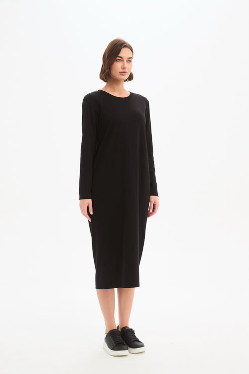 Tirelli Black Cream Stripe Back Ovoid Dress