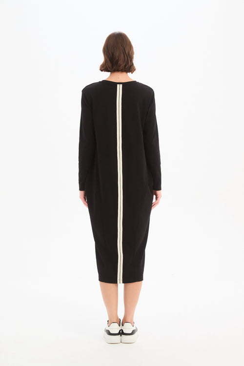 Tirelli Black Cream Stripe Back Ovoid Dress