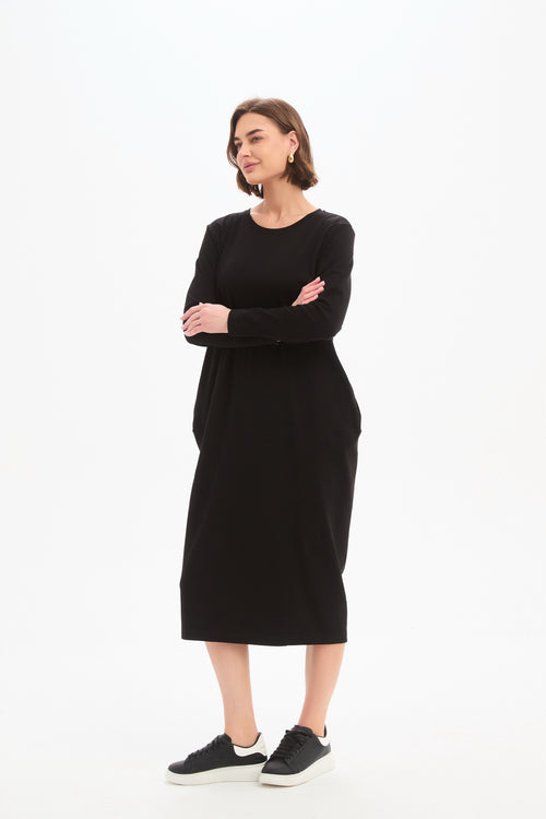 Tirelli Black Cream Stripe Back Ovoid Dress