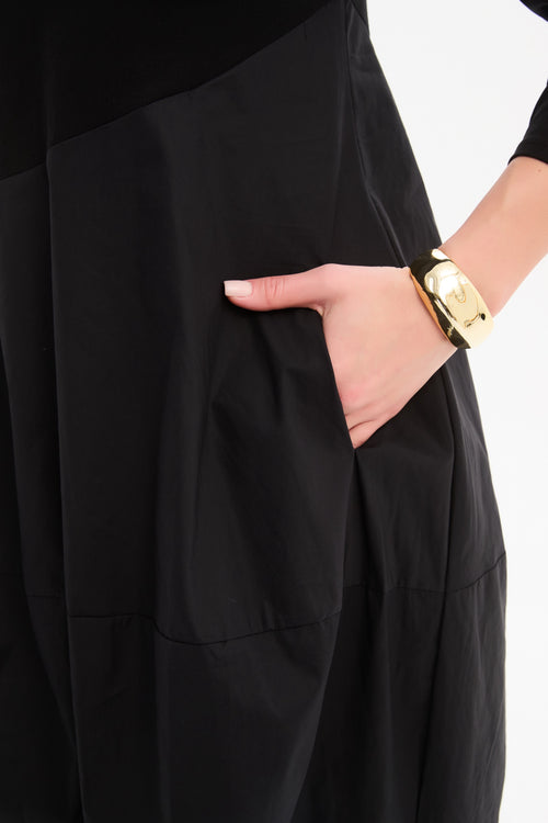 Tirelli Black Diagonal Seam Combi Dress