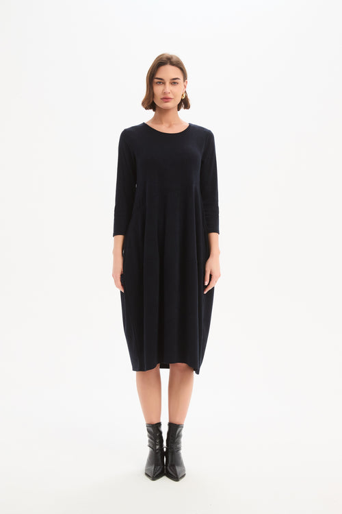 Tirelli Navy Diagonal Seam Combi Dress