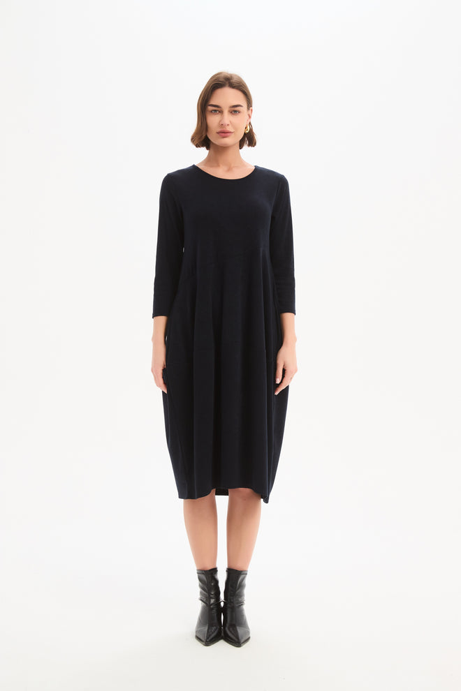 Tirelli Navy Diagonal Seam Combi Dress
