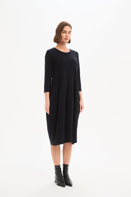 Tirelli Navy Diagonal Seam Combi Dress