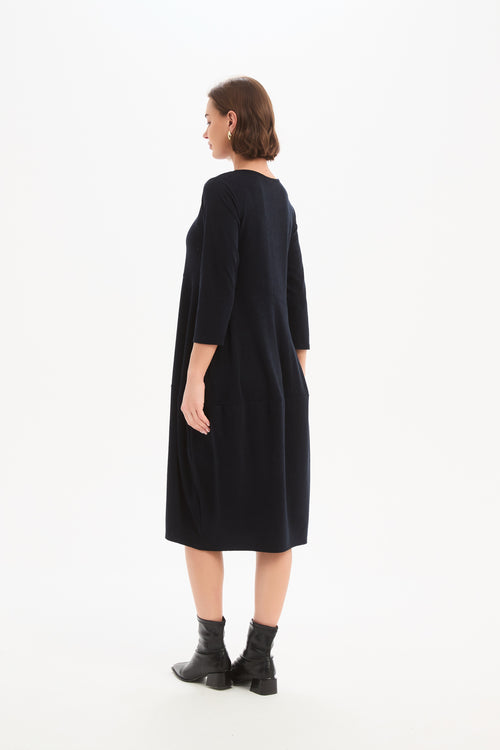 Tirelli Navy Diagonal Seam Combi Dress