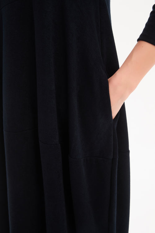 Tirelli Navy Diagonal Seam Combi Dress