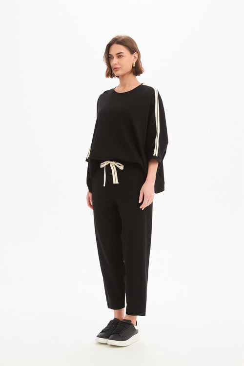 Tirelli Barrell Leg Lounge Pant Black Cream Stripe Summer Weight