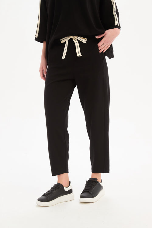 Tirelli Barrell Leg Lounge Pant Black Cream Stripe Summer Weight