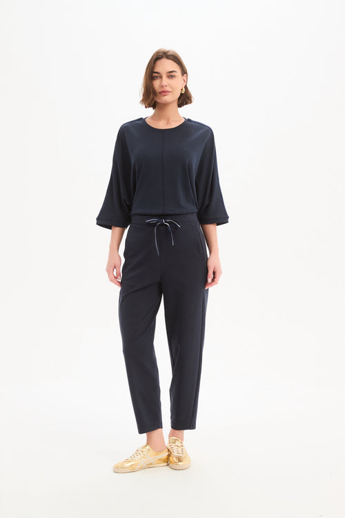 Tirelli Barrell Leg Lounge Pant Navy Navy Stripe Winter Weight