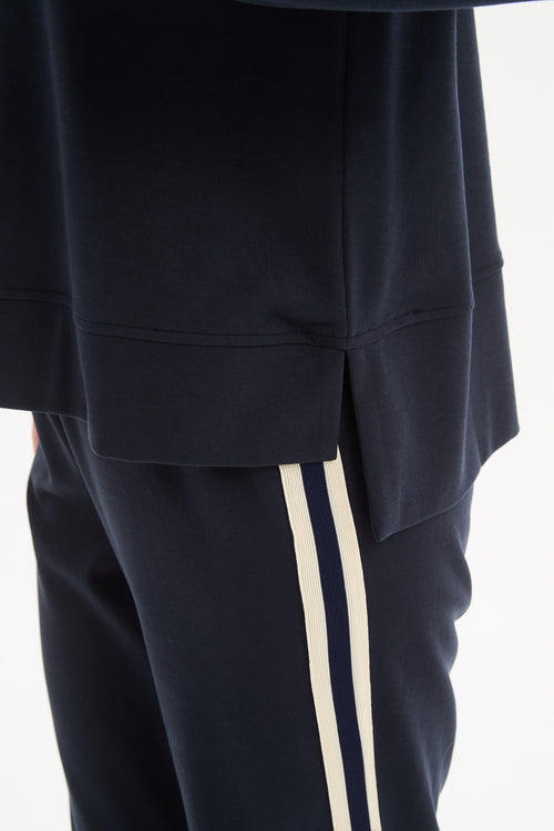 Tirelli Stripe Sleeve Sweatshirt Navy Cream Stripe