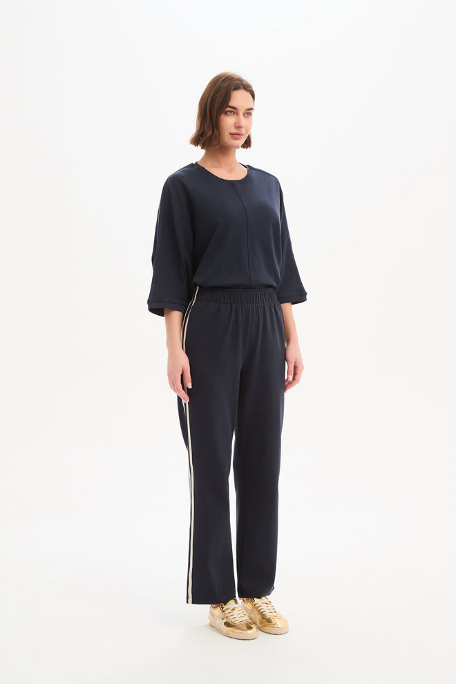 PREORDER - Tirelli Straight Leg Lounge Pant Navy Cream Stripe DUE END APRIL