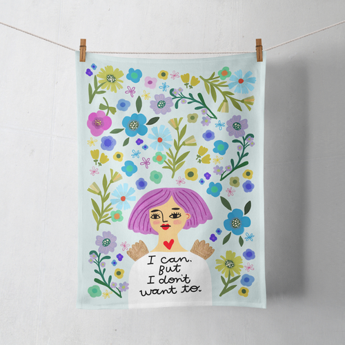 I Can, But I Don't Want To Grumpy Angel Dish Towel