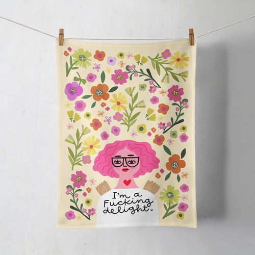 I'm a Fucking Delight Grumpy Angel Dish Towel