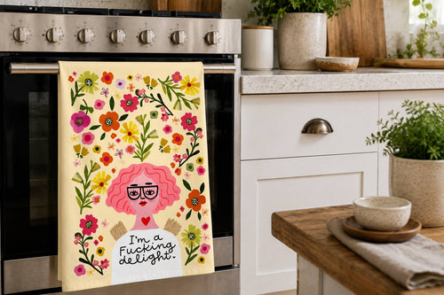 I'm a Fucking Delight Grumpy Angel Dish Towel