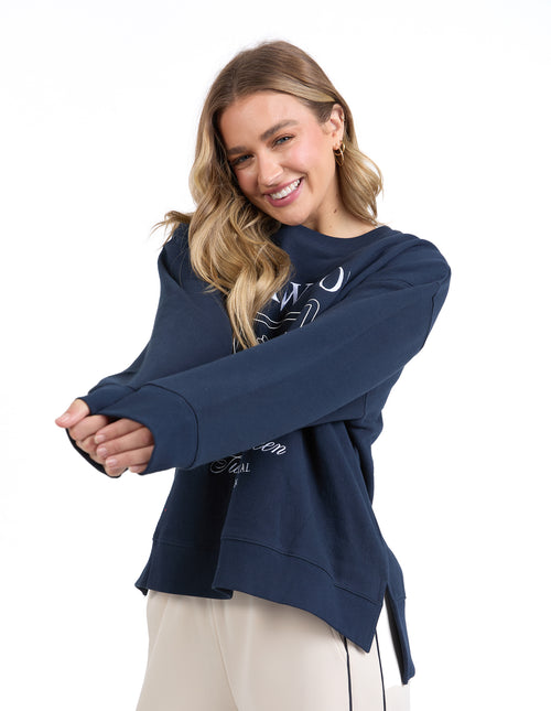 Foxwood Royal Botanical Crew Sweatshirt Navy