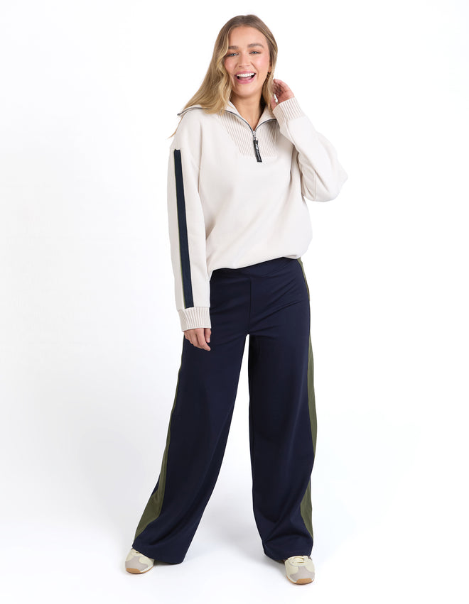Foxwood Knit Collar Crew Bone