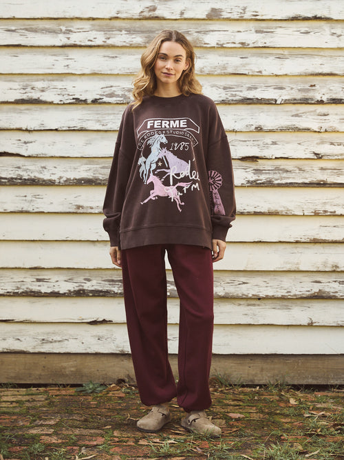 Foxwood Studio Series Rodeo Farm Crew Sweatshirt Coffee