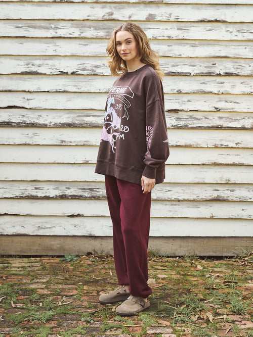 Foxwood Studio Series Rodeo Farm Crew Sweatshirt Coffee