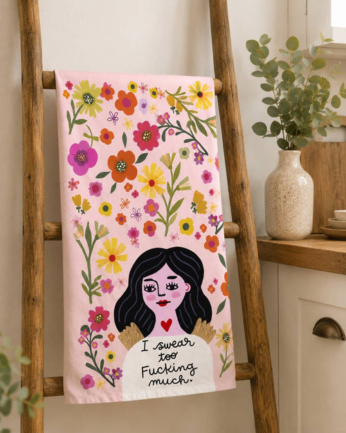 I Swear Too Fucking Much Grumpy Angel Dish Towel