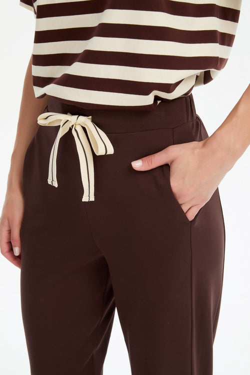 Tirelli Barrell Leg Lounge Pant Chocolate Cream Stripe Summer Weight
