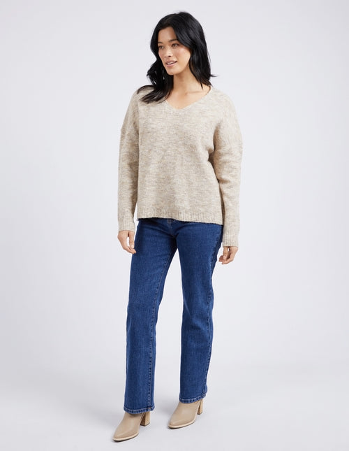 Elm Verity V Neck Knit Jumper Oat