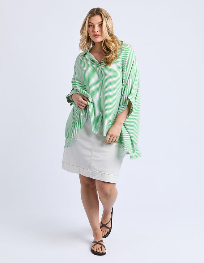 Elm Luna Shirt Spring Green Stripe