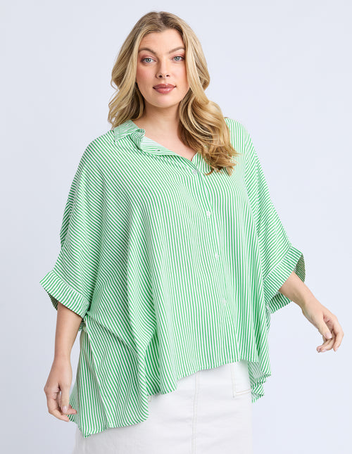 Elm Luna Shirt Spring Green Stripe