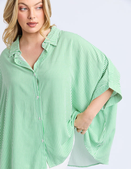 Elm Luna Shirt Spring Green Stripe
