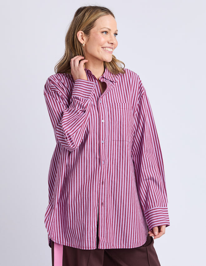 Elm Lila Stripe Shirt Maroon
